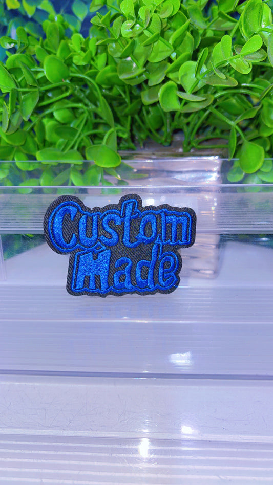 Blue custom made iron on patch