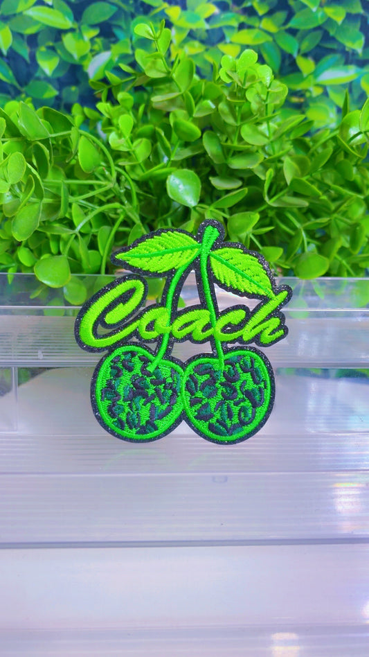 Green cherry iron on patch