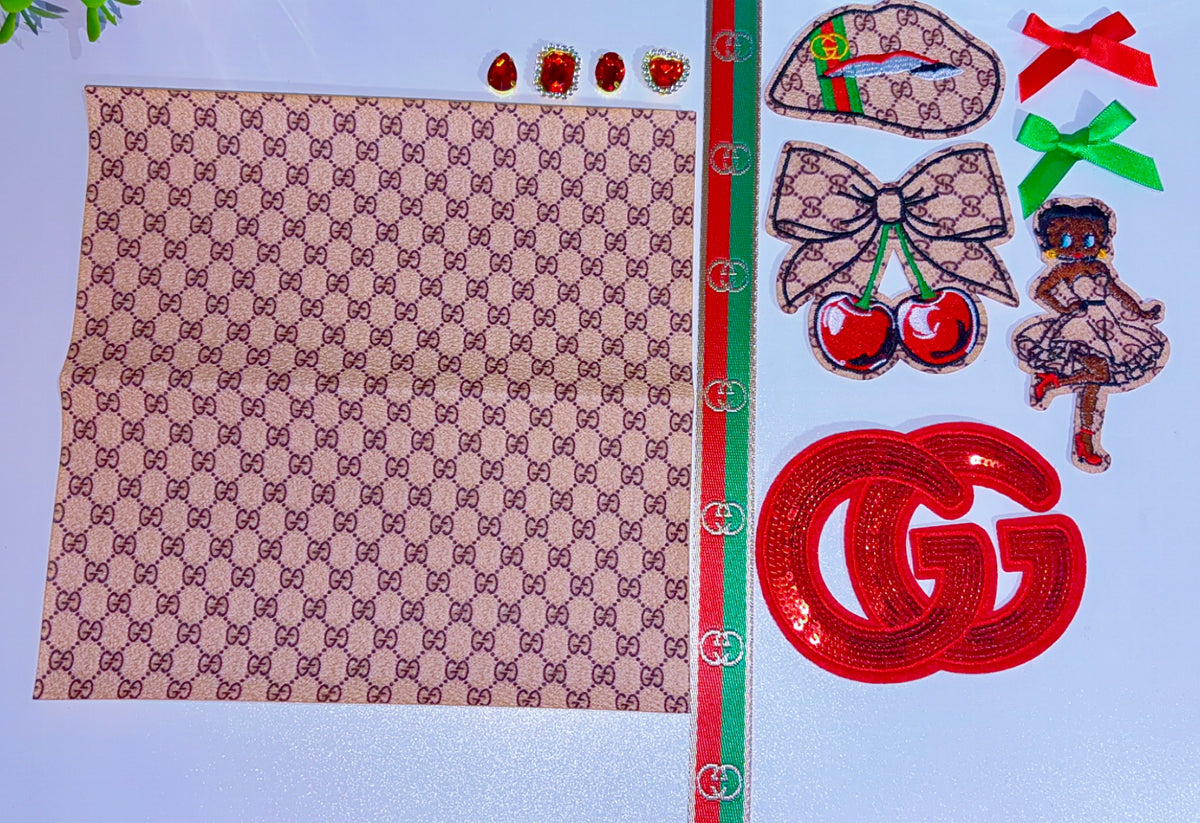 G iron on patch set includes faux leather, trim, patches and gems ...