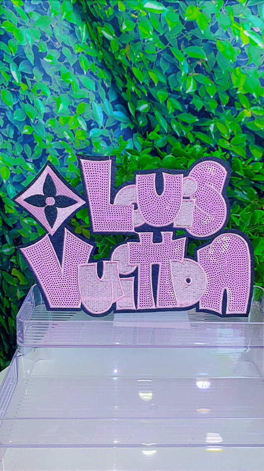 Pink sequin iron on patch 9 1/2 inch (big patch)