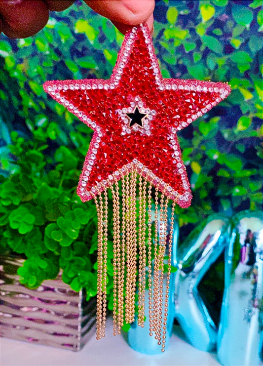 Red star with gold dangle patch