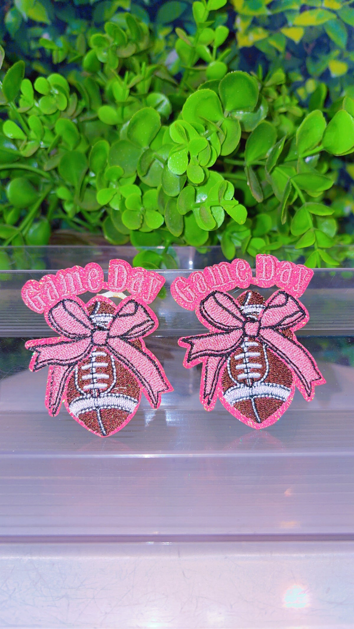 Game Day football with bow iron on patch set 3 different color sets