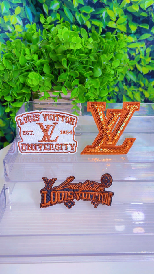 Brown iron on patch set