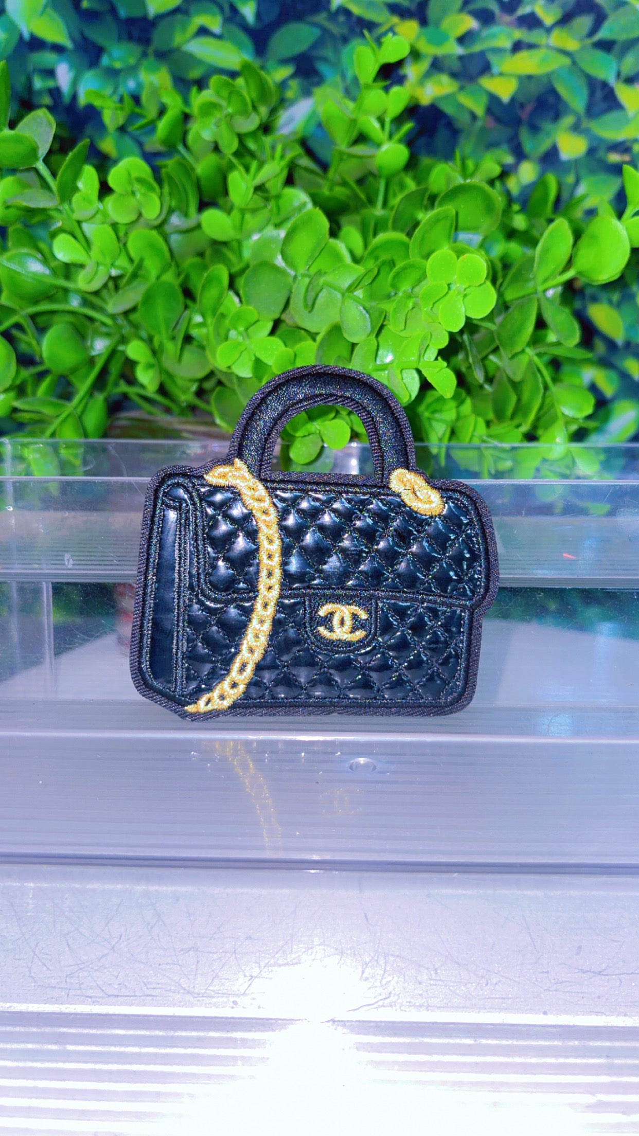 Red or black leather bag iron on patch