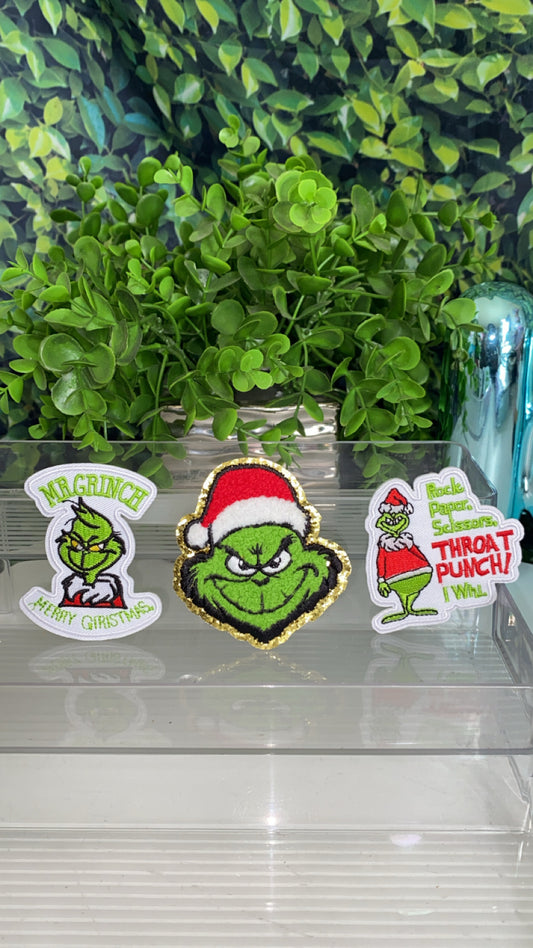 You’re a mean one iron on patch set