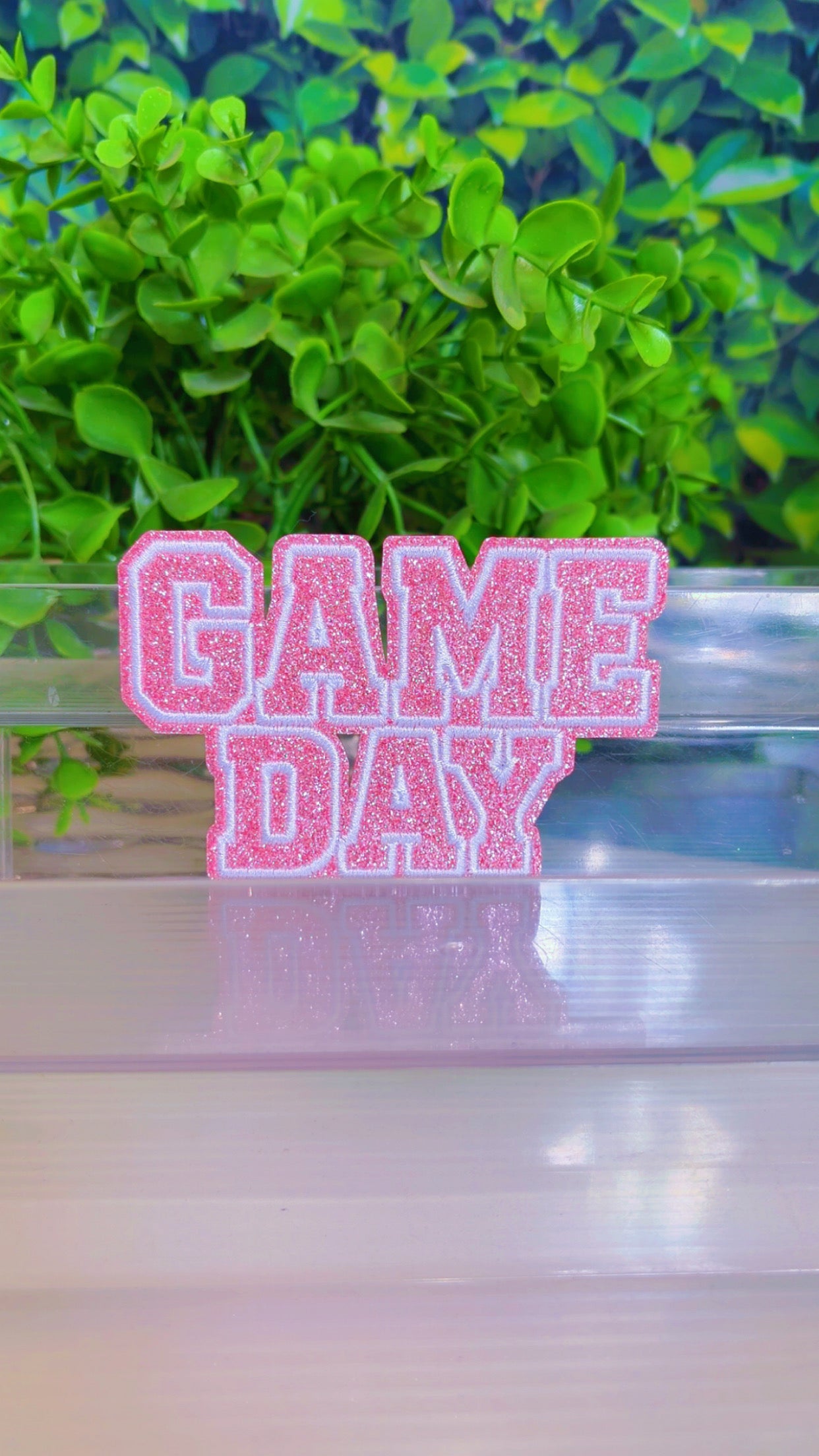 Game Day pink or black iron on patch
