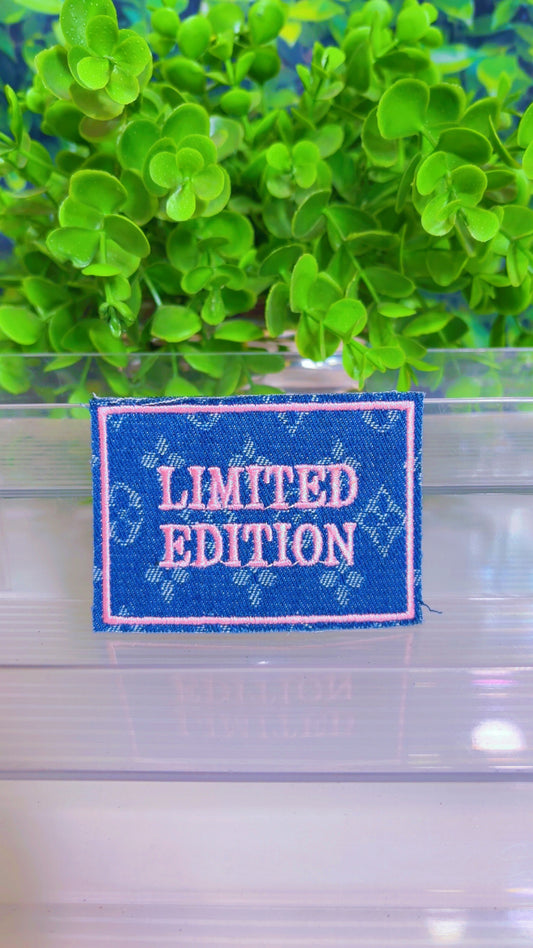 Denim and pink limited edition iron on patch