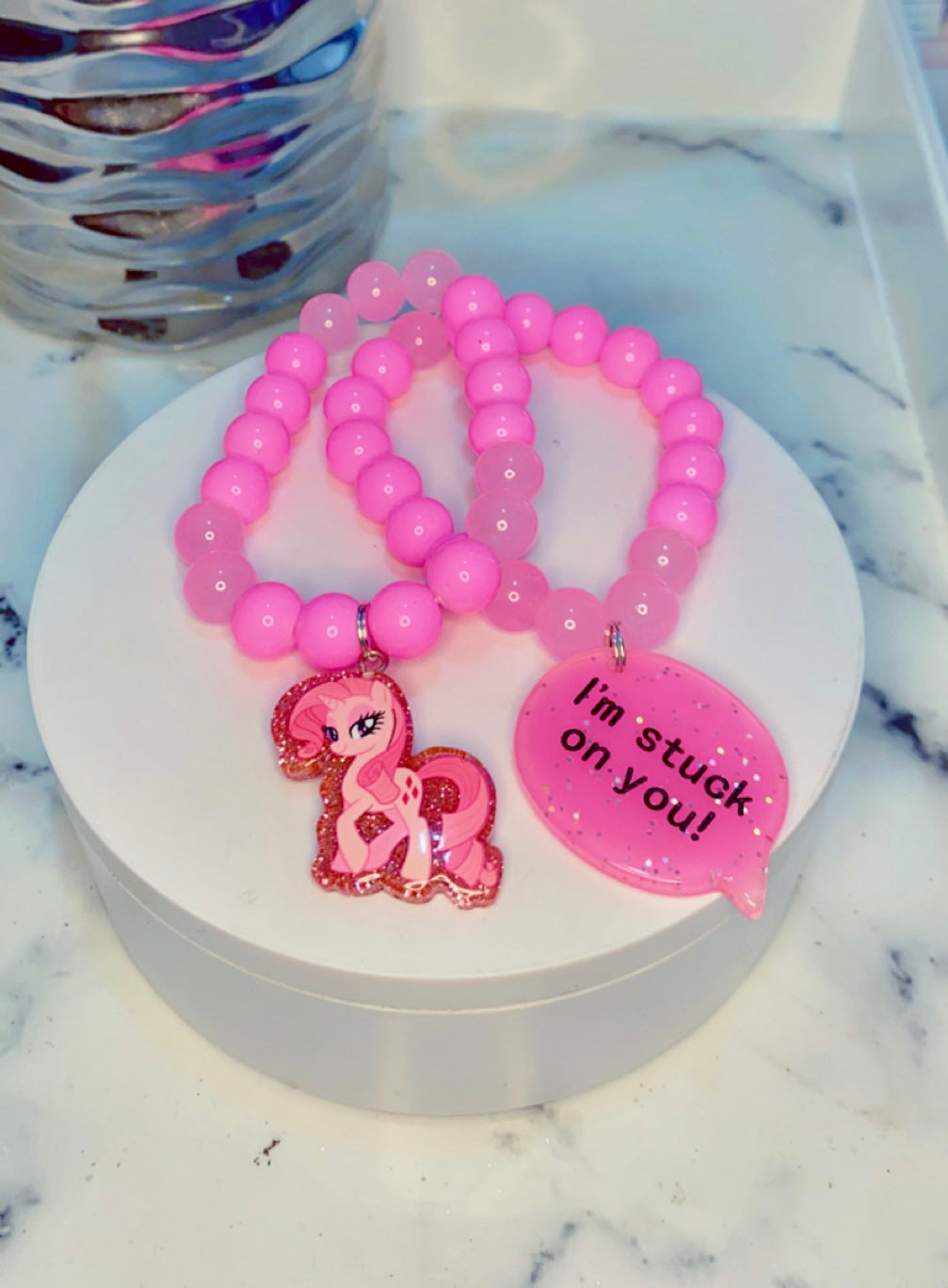 I’m Stuck on you (Pink beaded bracelet set)