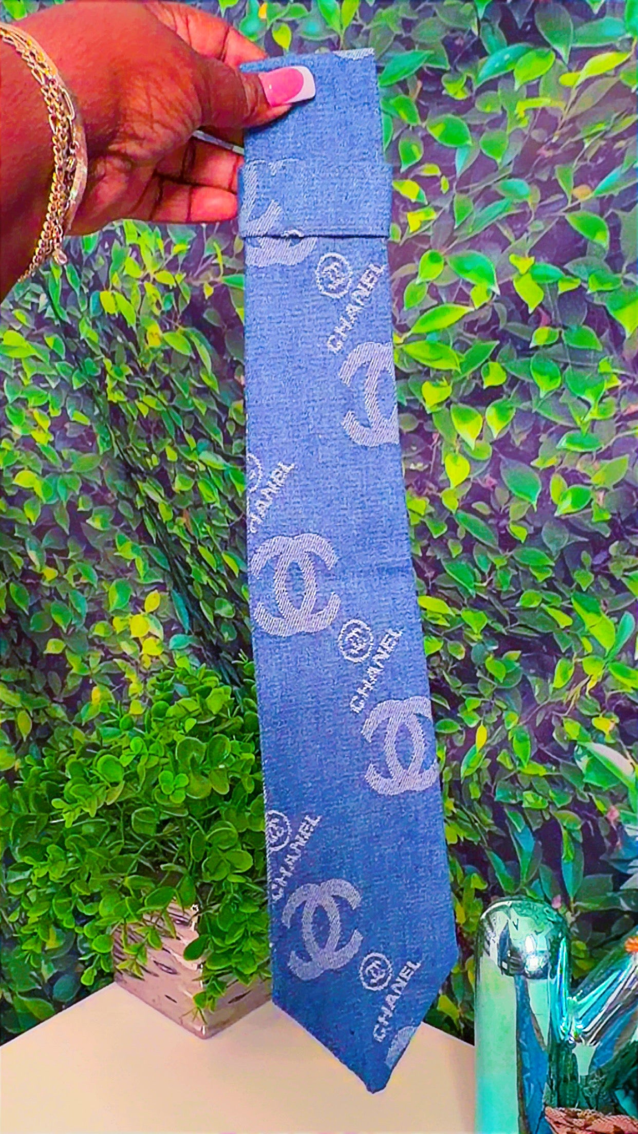 Light denim lux diy tie