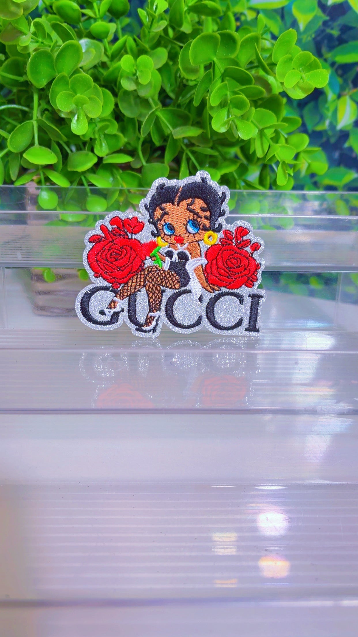 Lux rose iron on patch