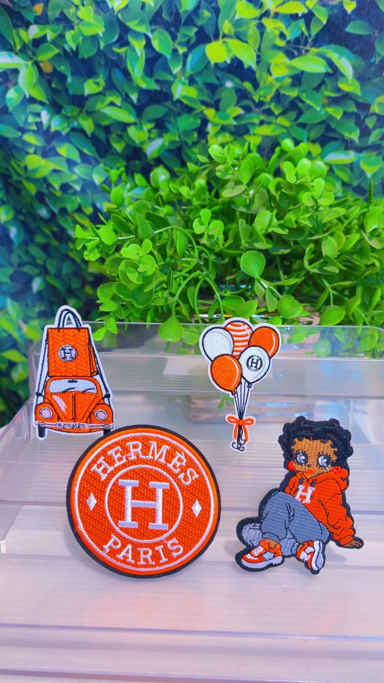 Orange iron on patch set