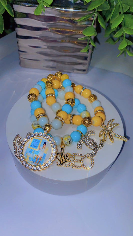 She/ceo charm bracelet set of 3