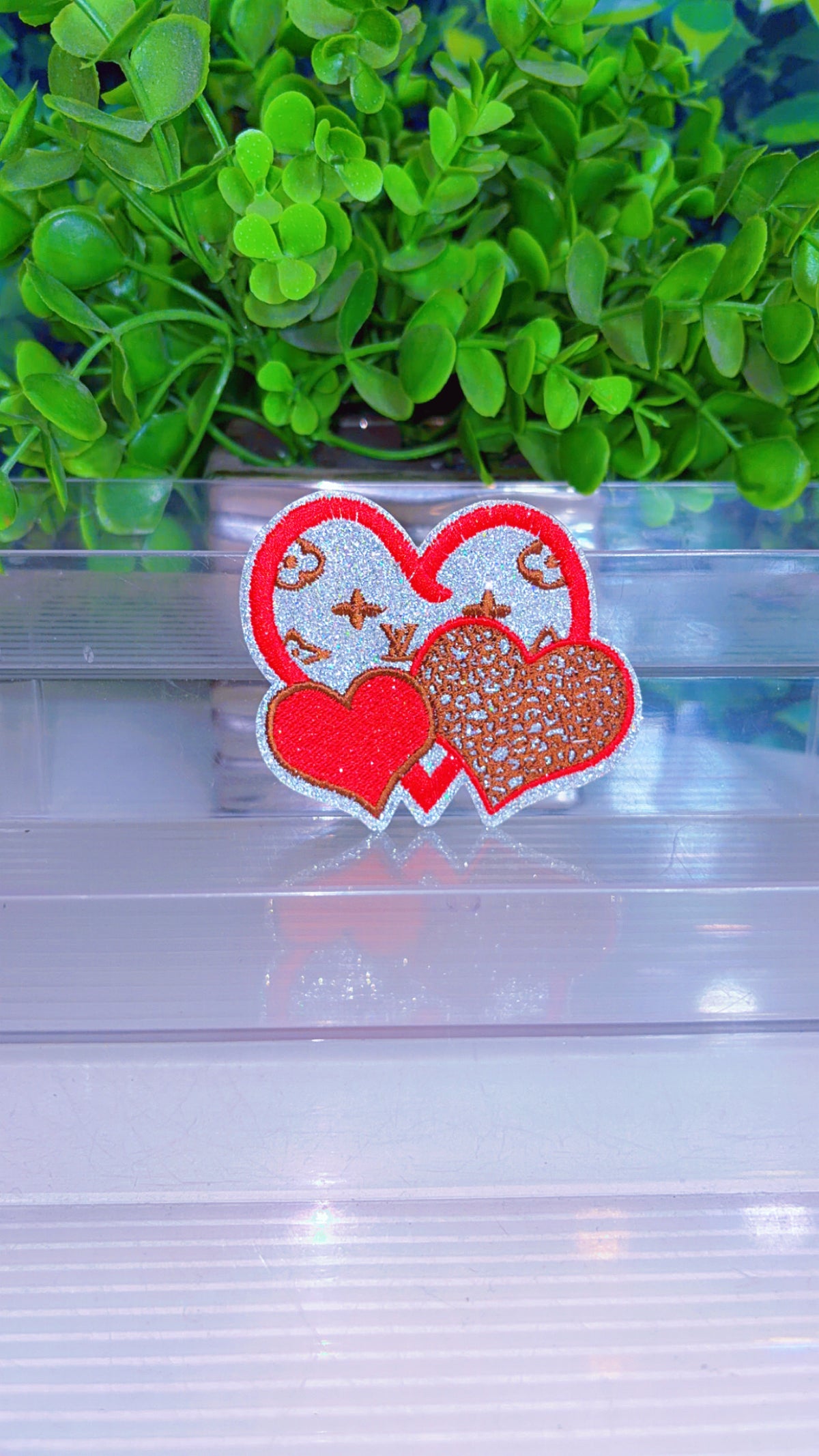 Red heart iron on patch
