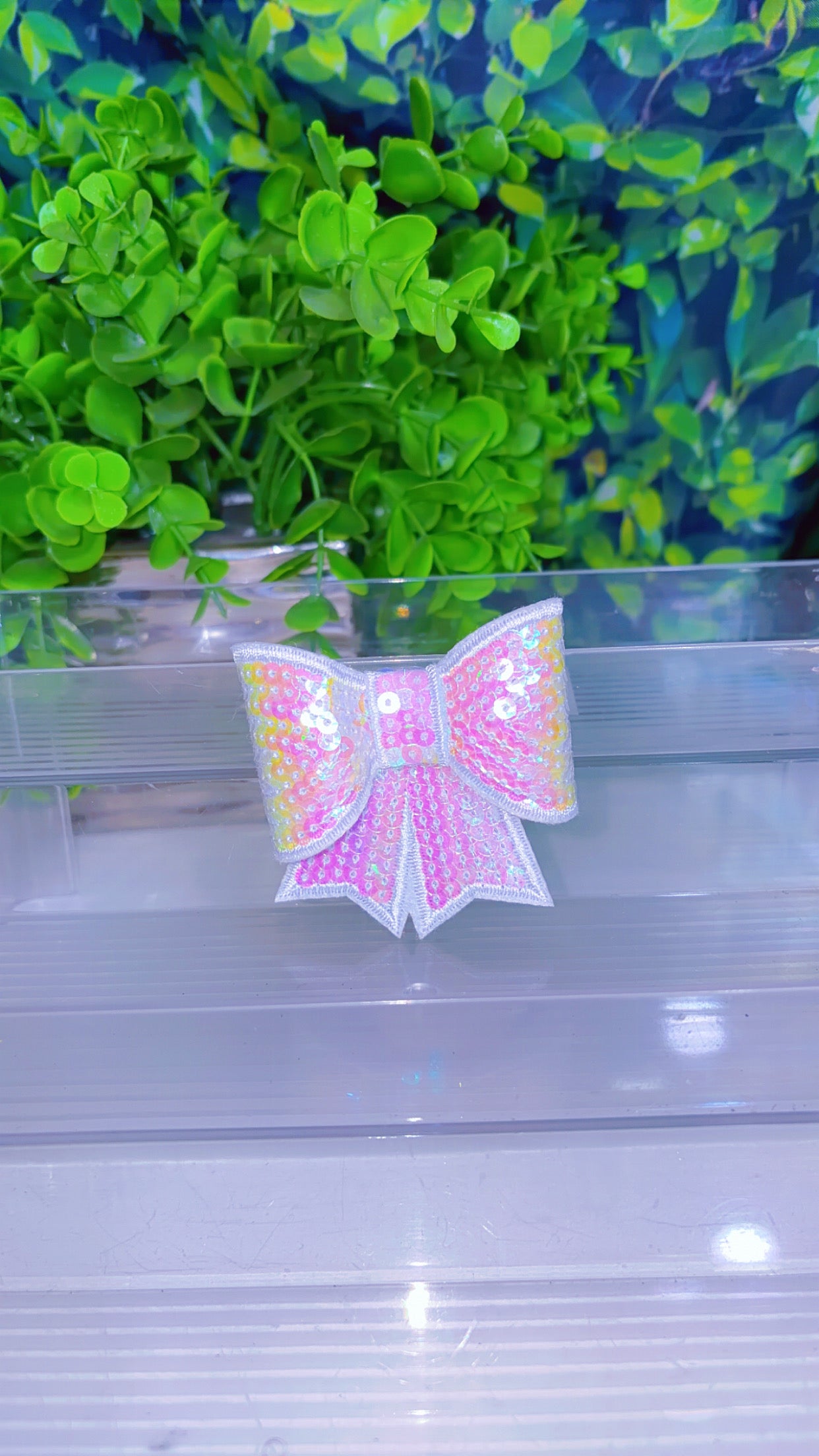 Sequin bow iron on patch (9 color options)