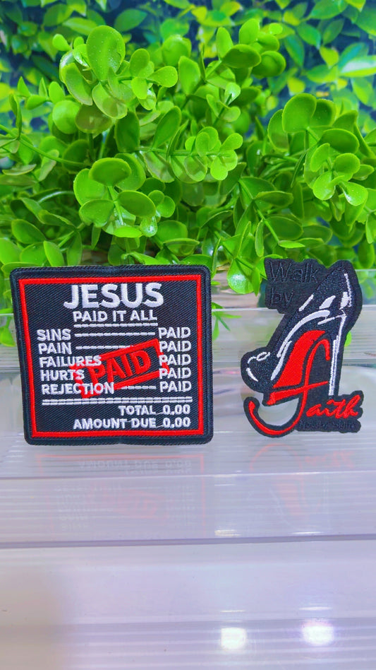 Jesus paid it all iron on patch set