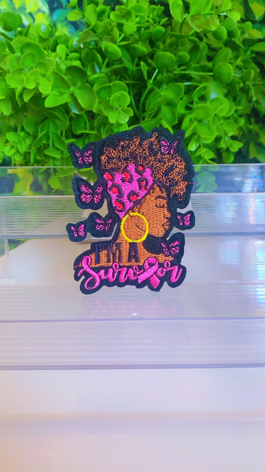 Breast cancer survivor iron on patch
