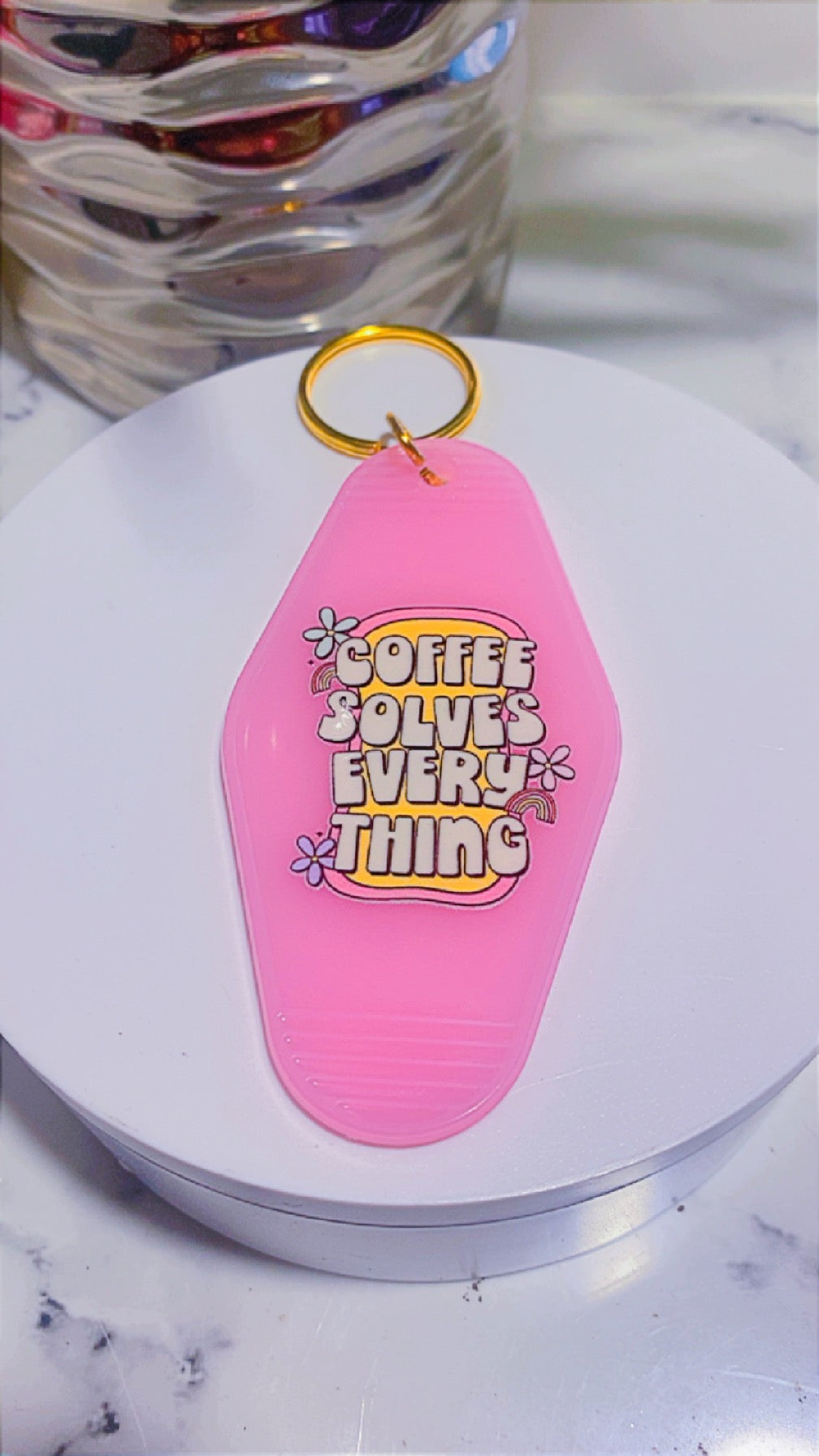 Coffee solves everything keychain