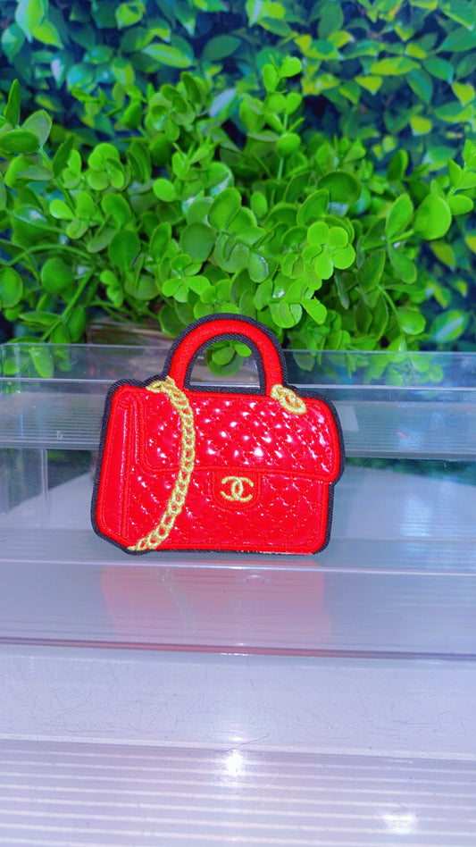 Red or black leather bag iron on patch