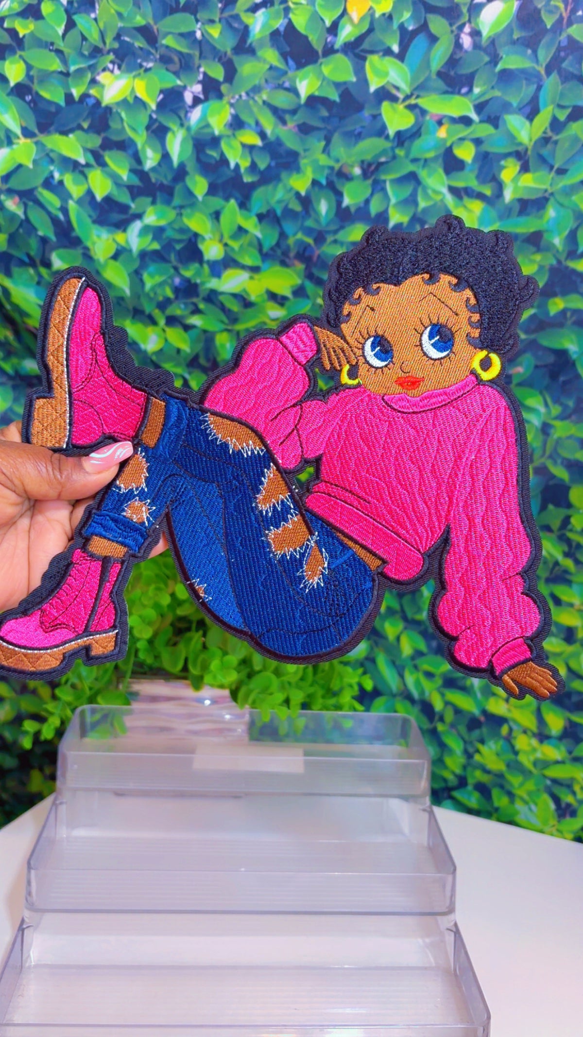Pink sweater Betty big patch or medium patch set
