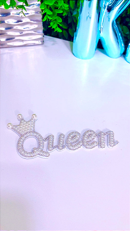 Bling Queen patch with pearls and rhinestones