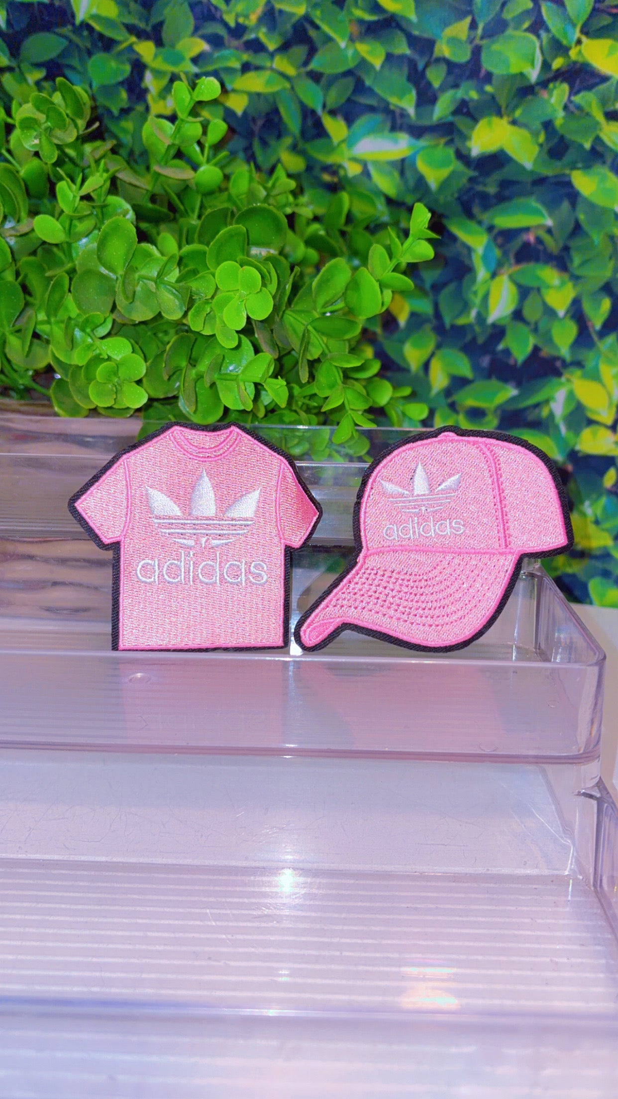 Pink shirt hat iron on patch set