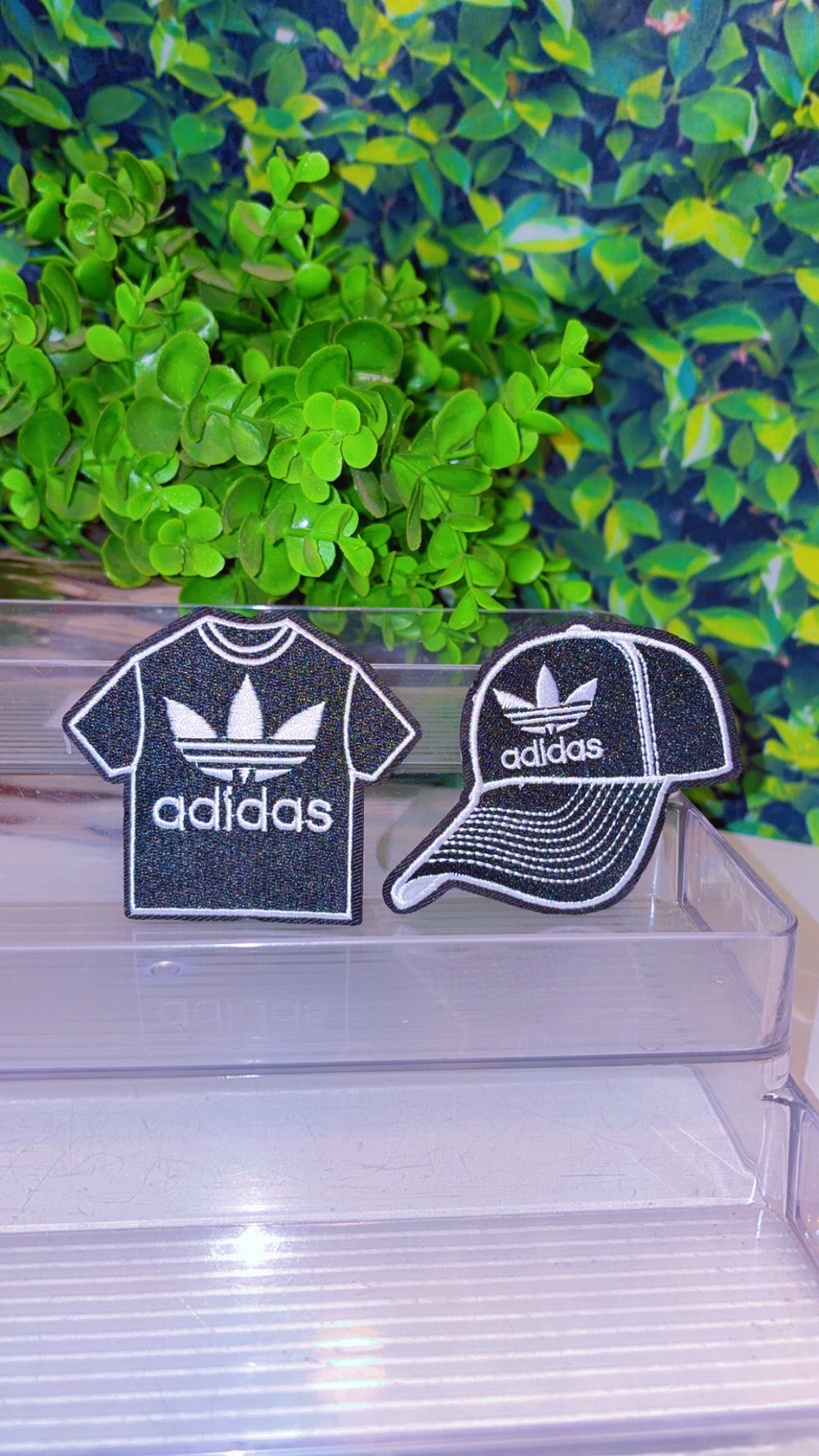 Black iron on patch set