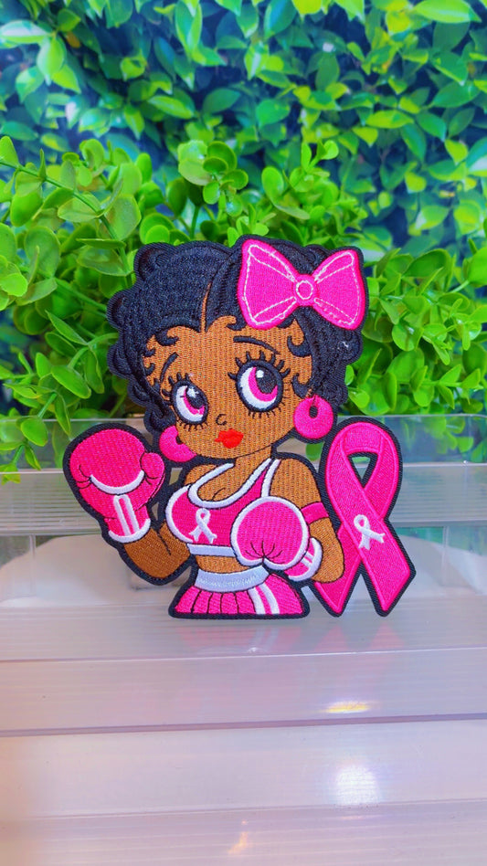 Medium breast cancer iron on patch