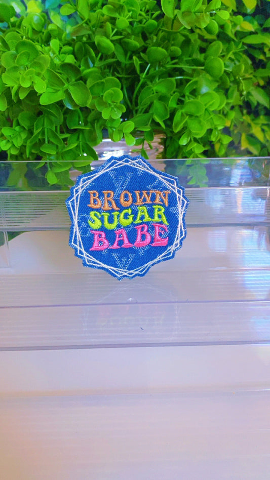 Light denim brown sugar babe iron on patch