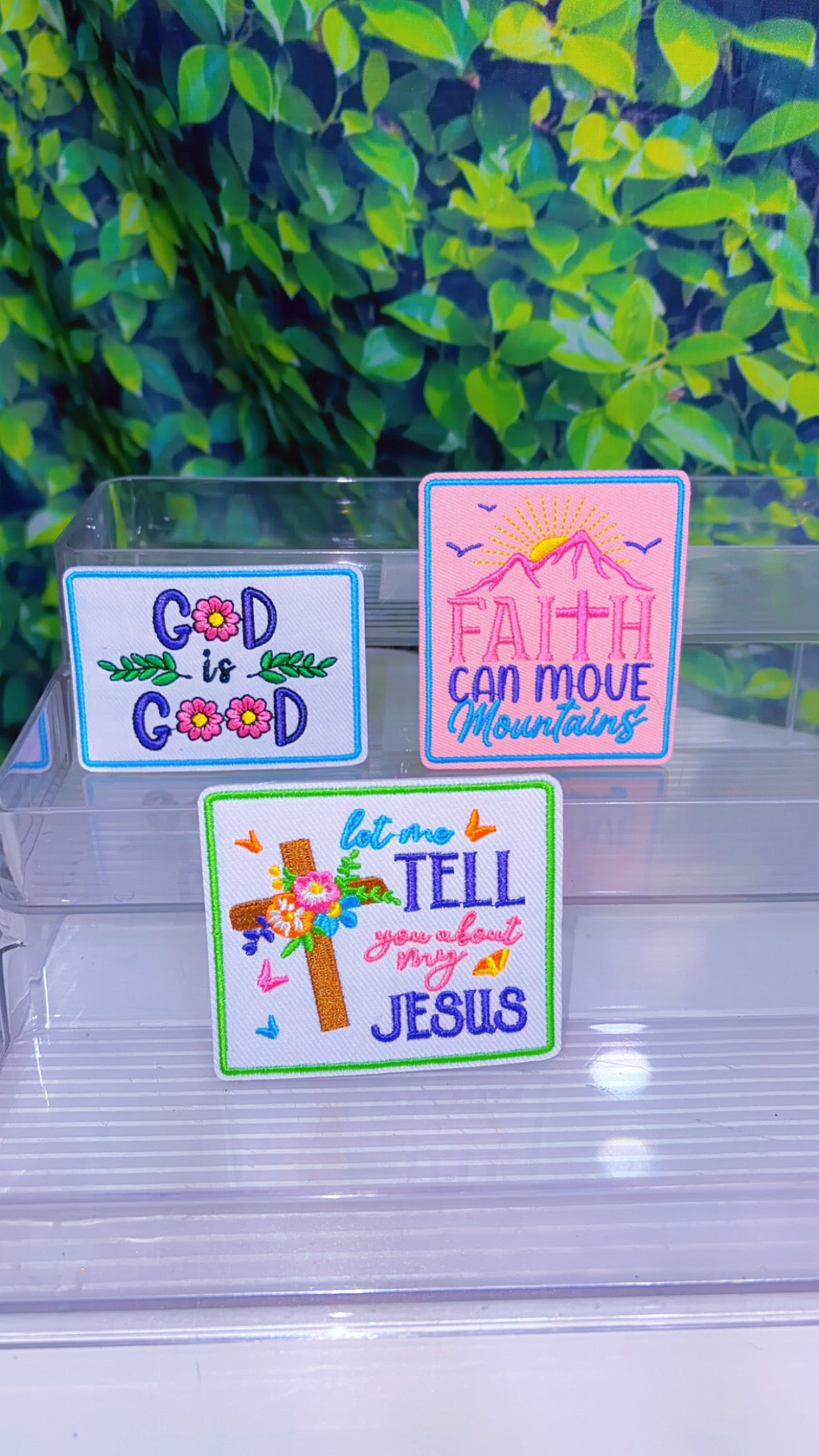 Christian based iron on patch set