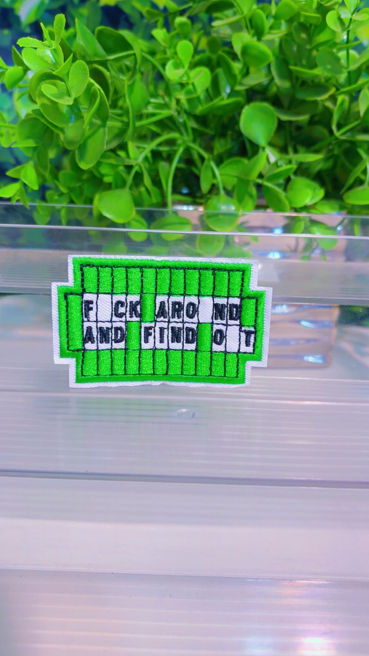 Green iron on patch