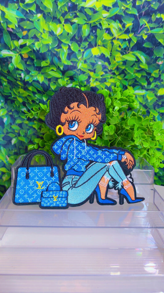 Denim Betty Iron on patch 8 inch