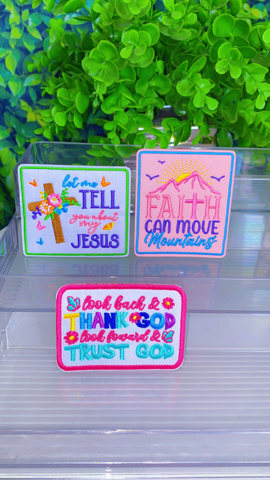Christian based iron on patch set