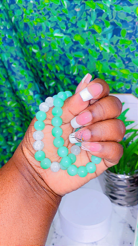 Minty beaded bracelet set