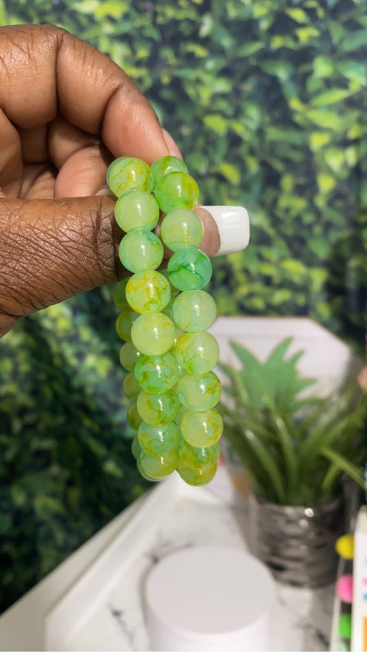 Green marble beaded bracelet (1)