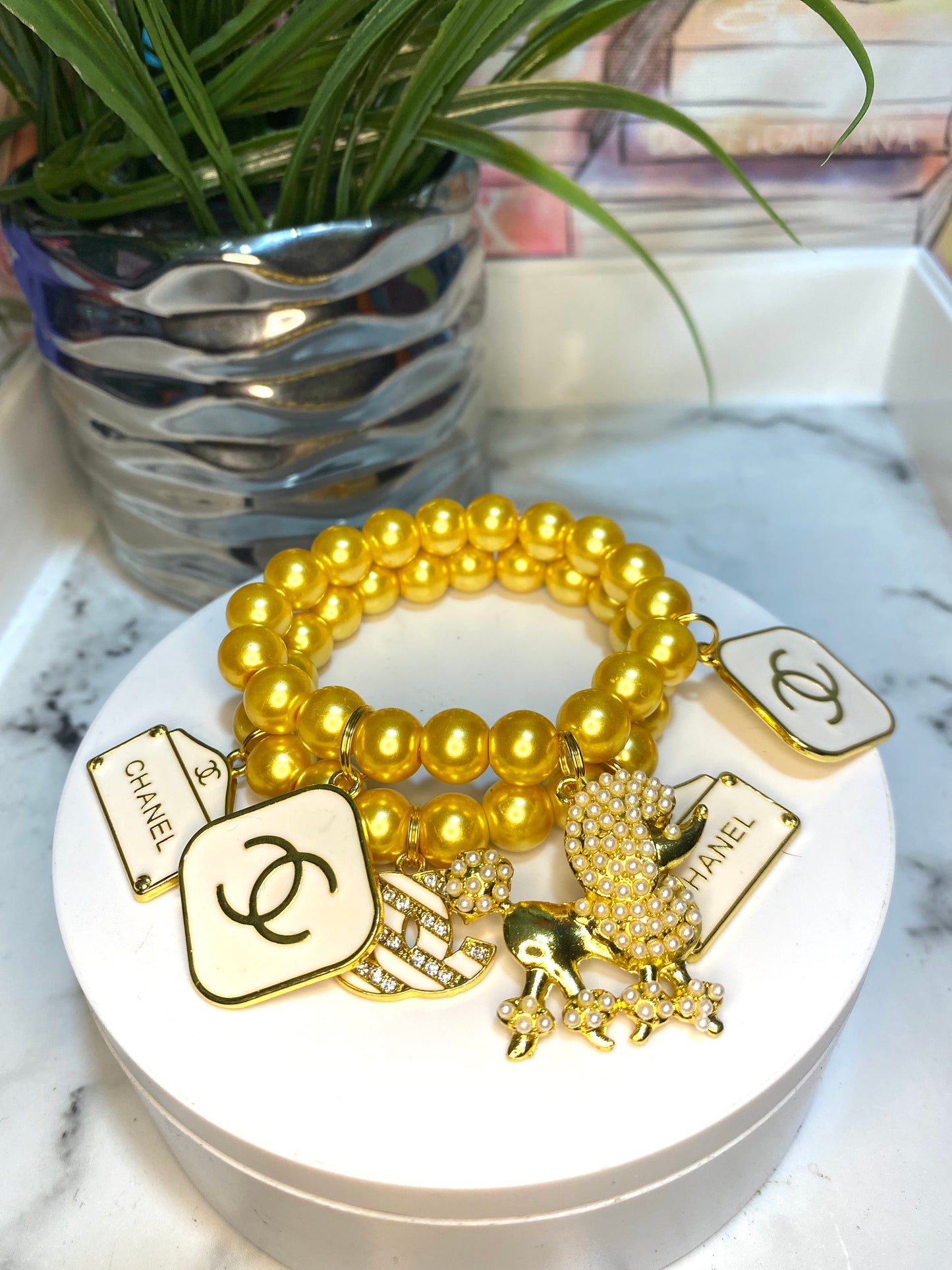 Shiny Gold 2 Piece Charm Bracelet Set