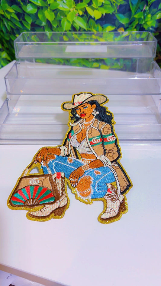 Cowgirl diva with faux leather jacket