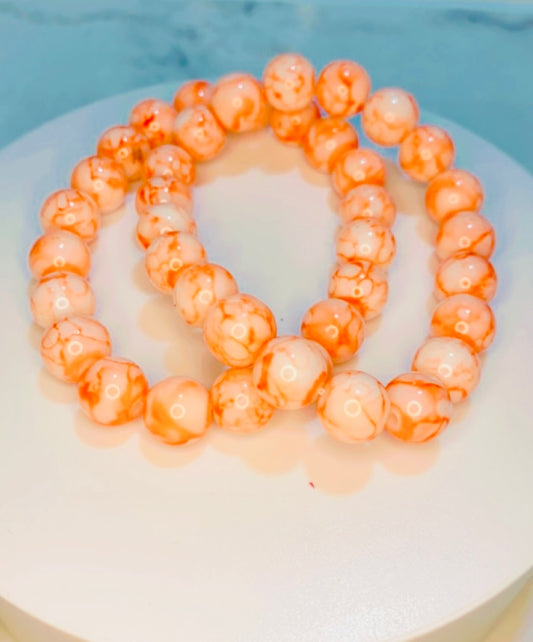 Orange Cream Beaded Bracelet