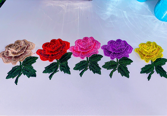 flowers set of 5 (light brown, red, pink, purple and yellow)