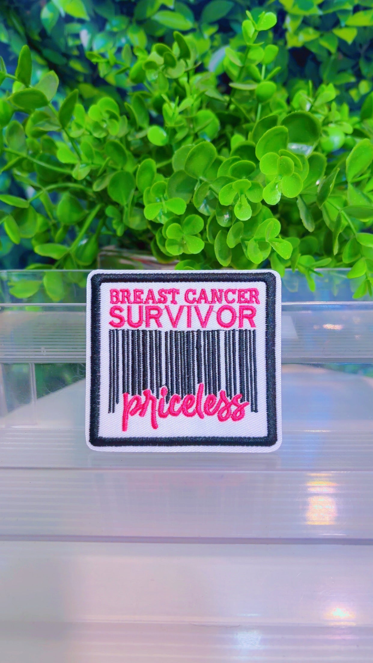 Breast cancer survivor iron on patch