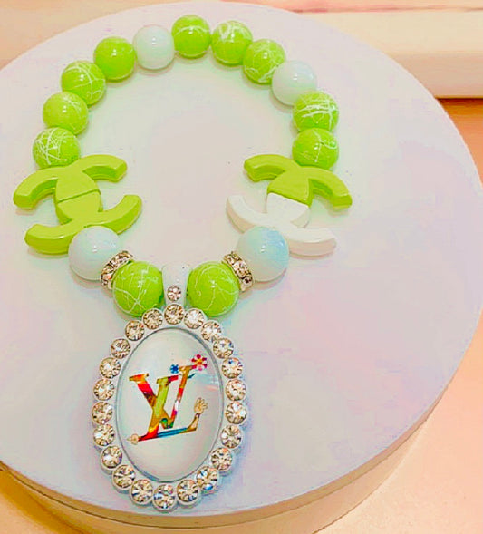 Light Green Beaded Charm Bracelet