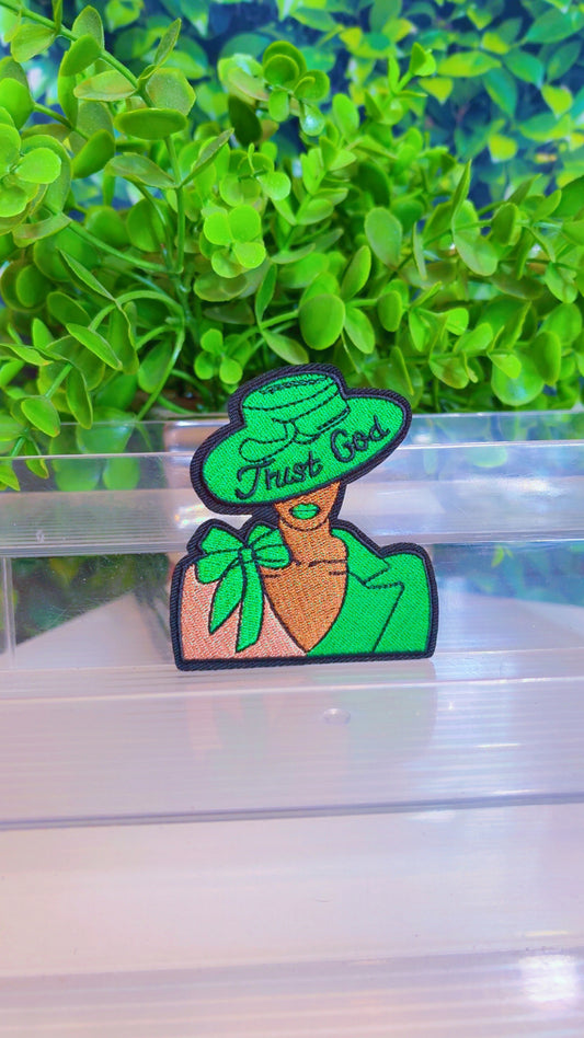 Green Christian iron on patch