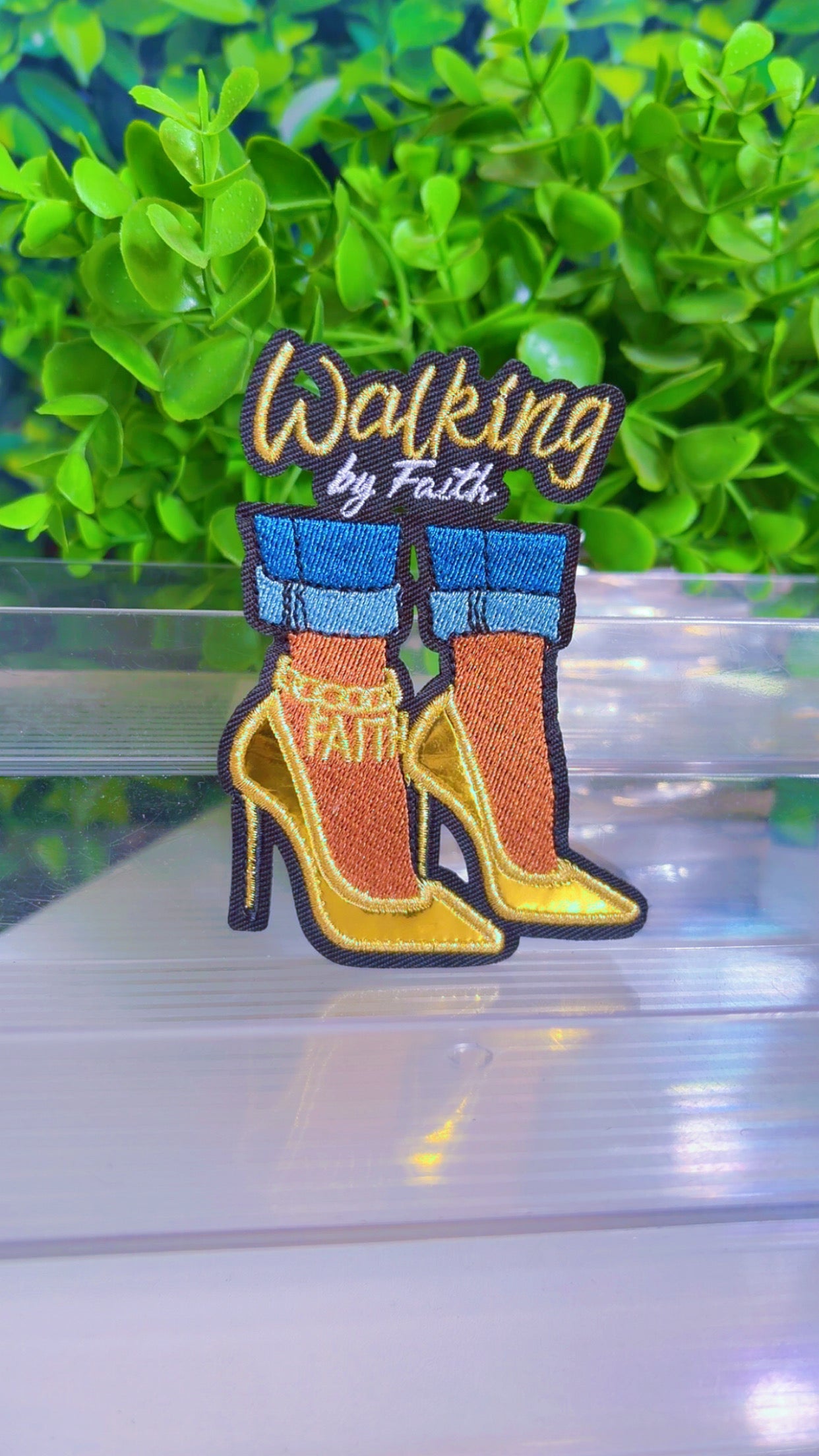 Walking by faith iron on patch