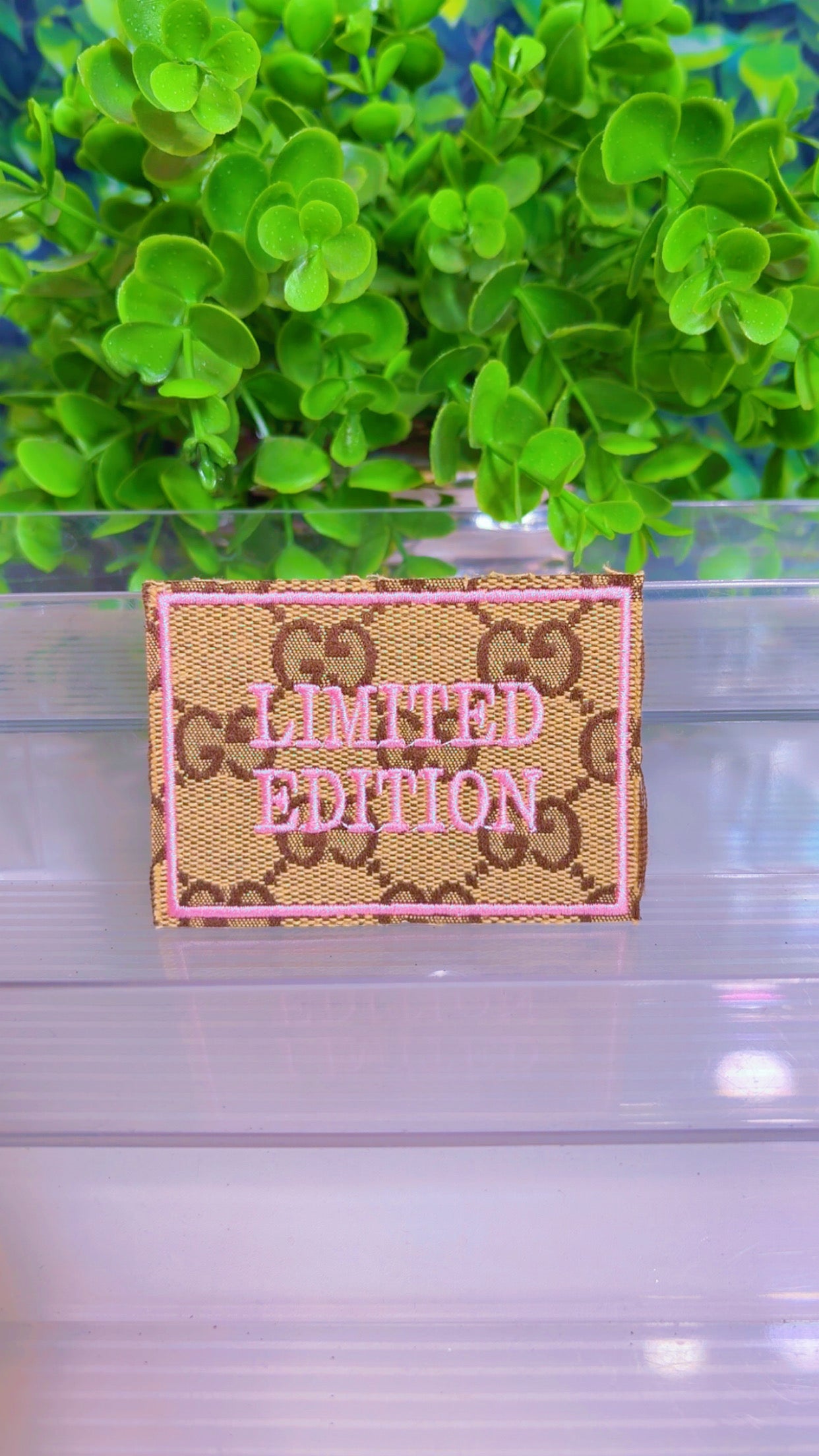 Brown and pink limited edition iron on patch