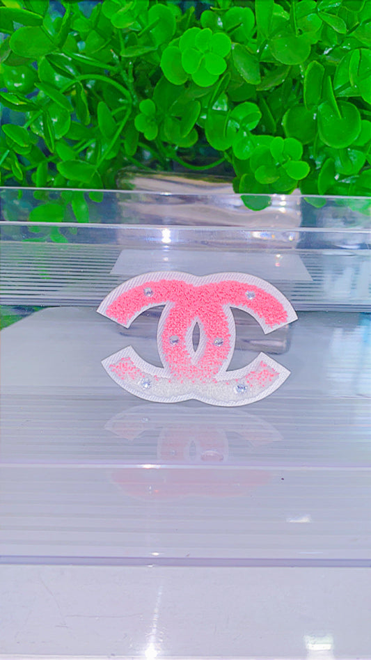 Light pink with rhinestone iron on patch