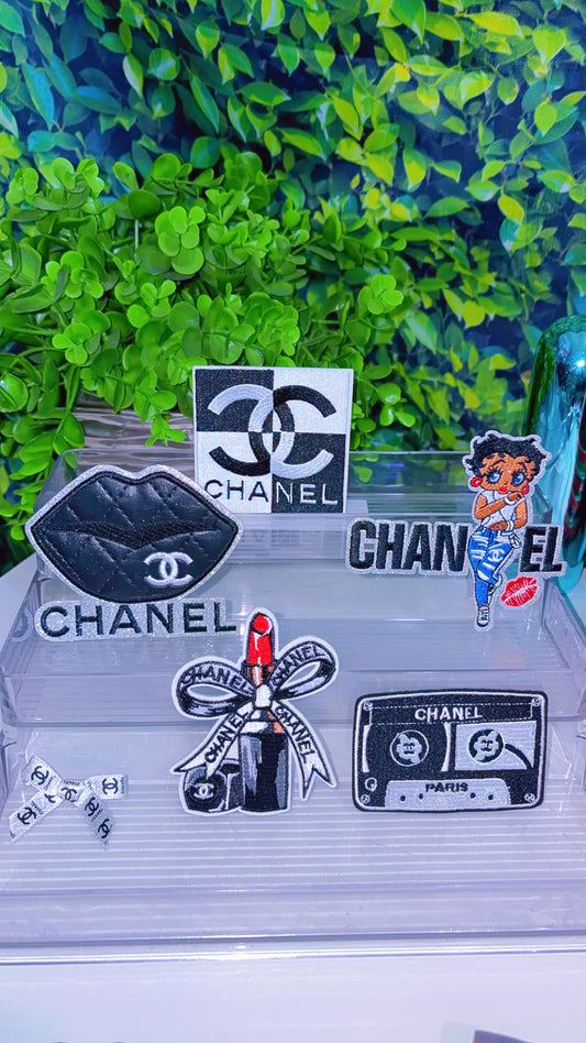 Black & silver iron on patch set