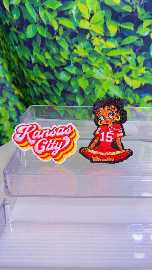 Kansas City football girl iron on patch set