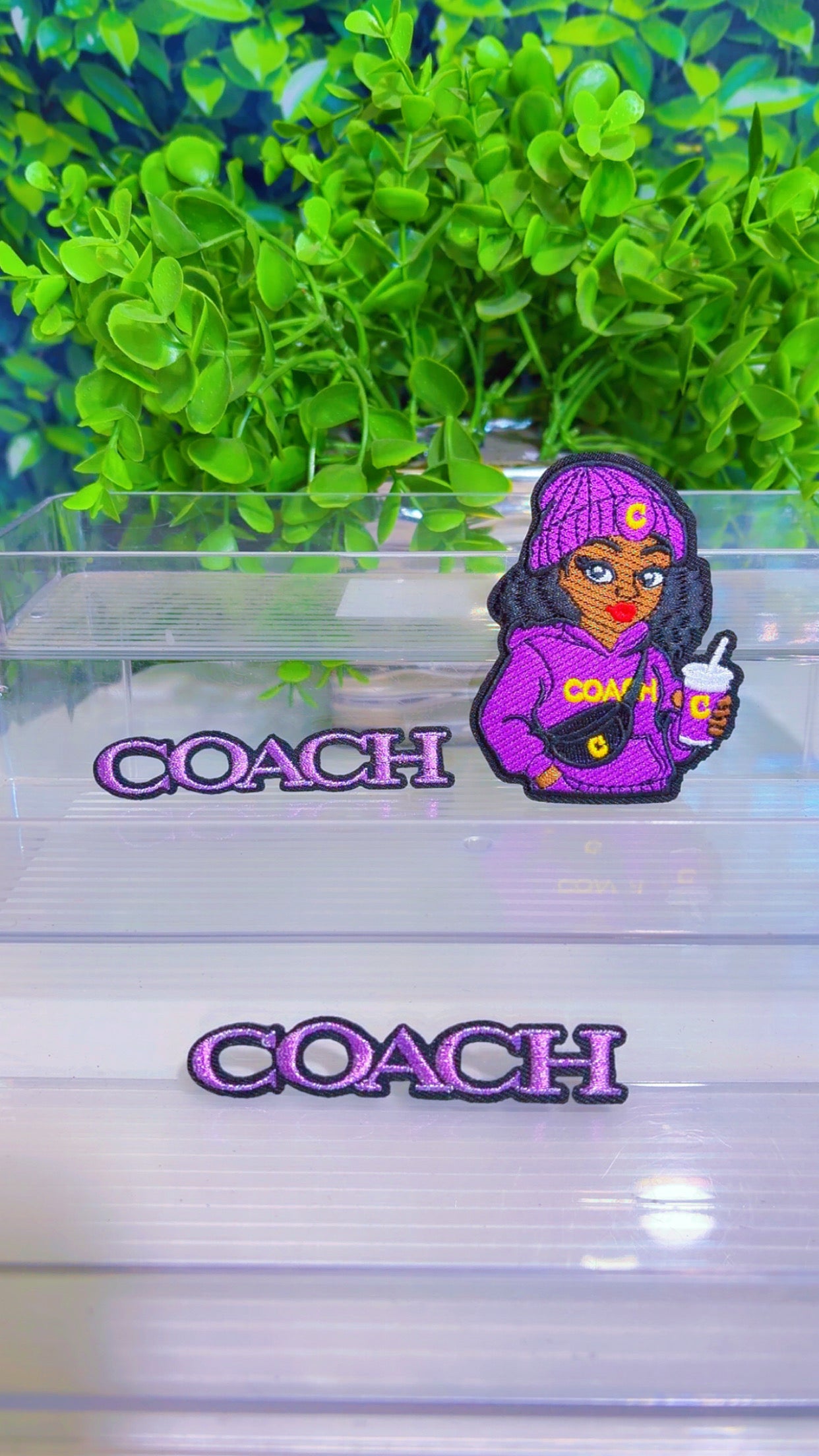 Purple and black iron on patch set
