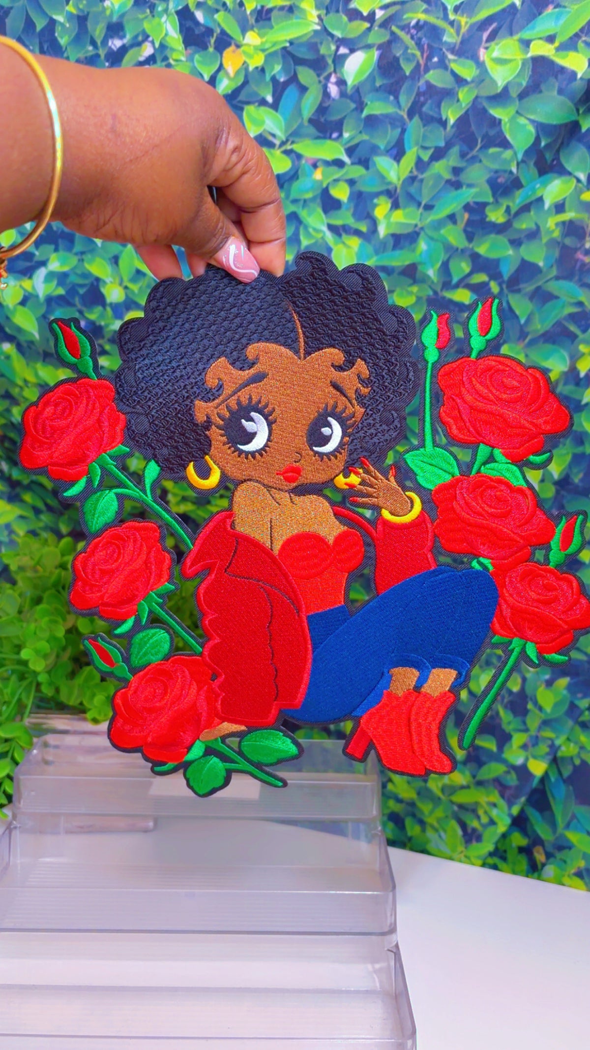 Red rose Betty medium or big iron on patch