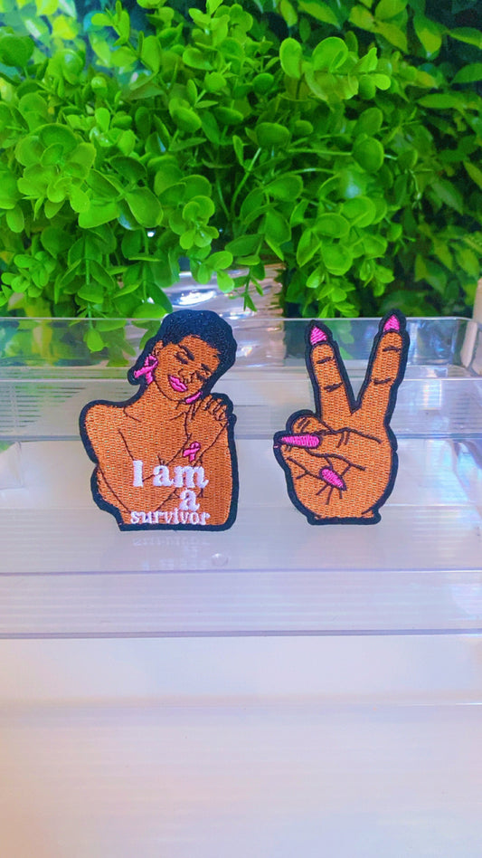 I am a survivor iron on patch set of 2