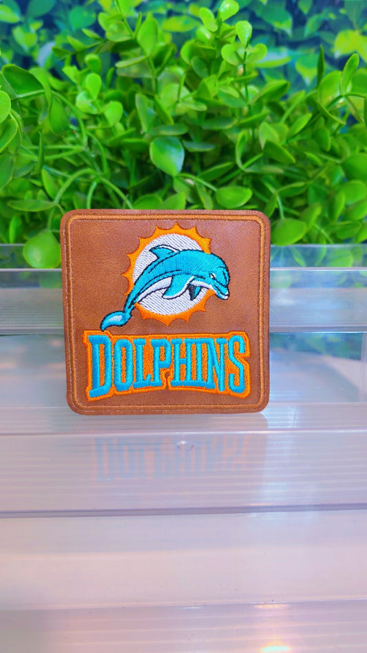 Leather sports iron on patch